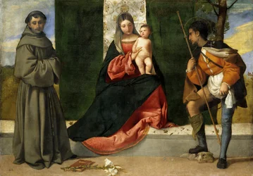 De Maagd en het Kind tussen Sint Antonius van Padua en Sint Rochus